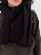 MITTAN Woven Scarf 71 in Navy Brown - MITTAN at Worthwhile - shop SCARF
