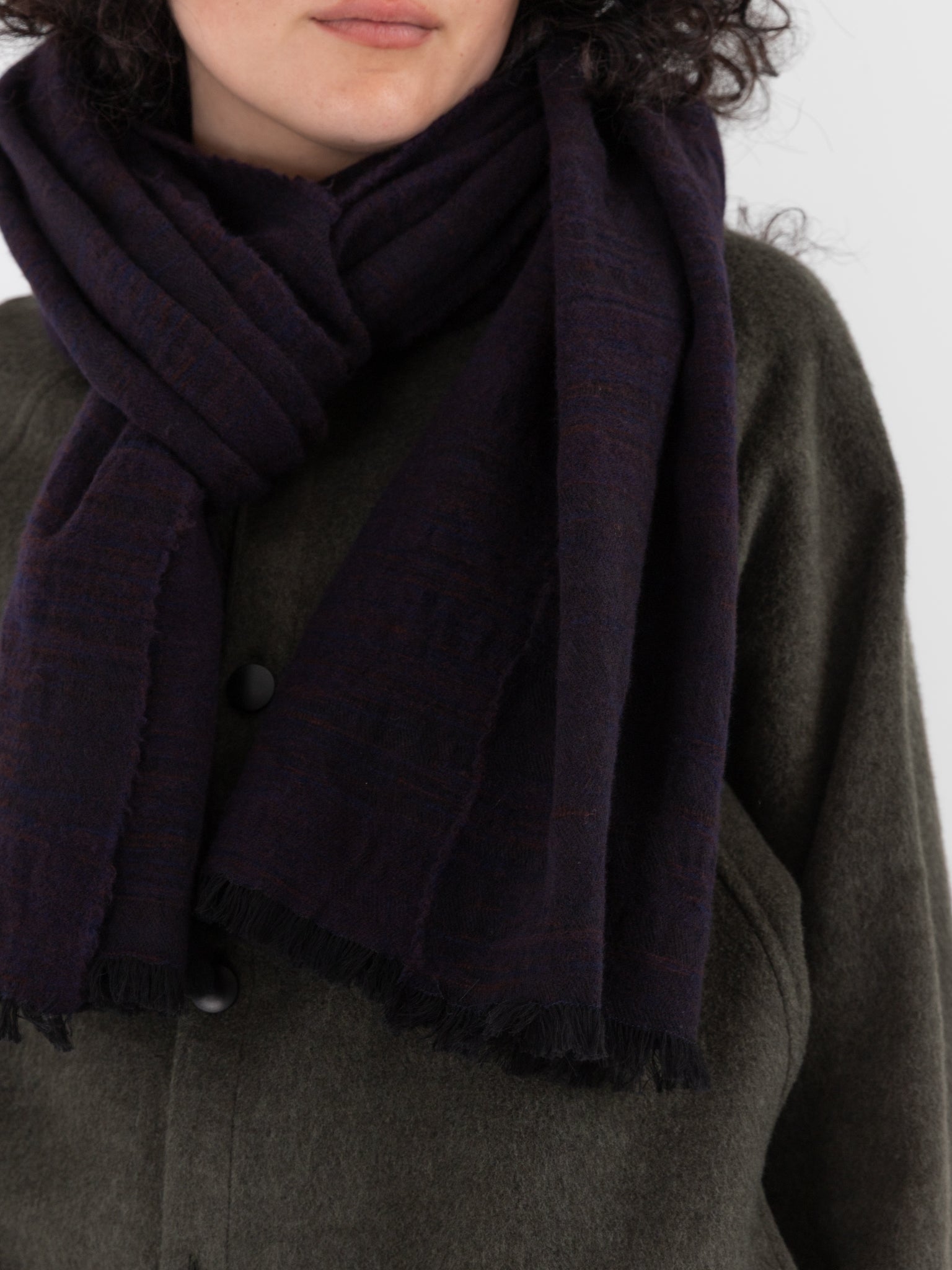 MITTAN Woven Scarf 71 in Navy Brown - MITTAN at Worthwhile - shop SCARF