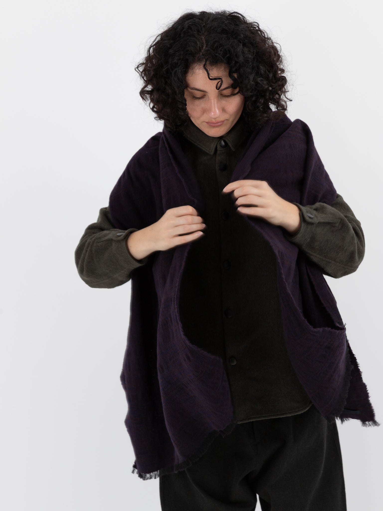 MITTAN Woven Scarf 71 in Navy Brown - MITTAN at Worthwhile - shop SCARF