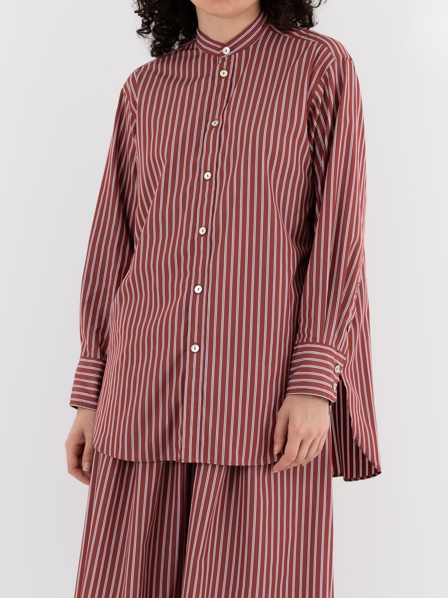Nitto Rosie Shirt in Rust Stripe - NITTO at Worthwhile - shop TOP