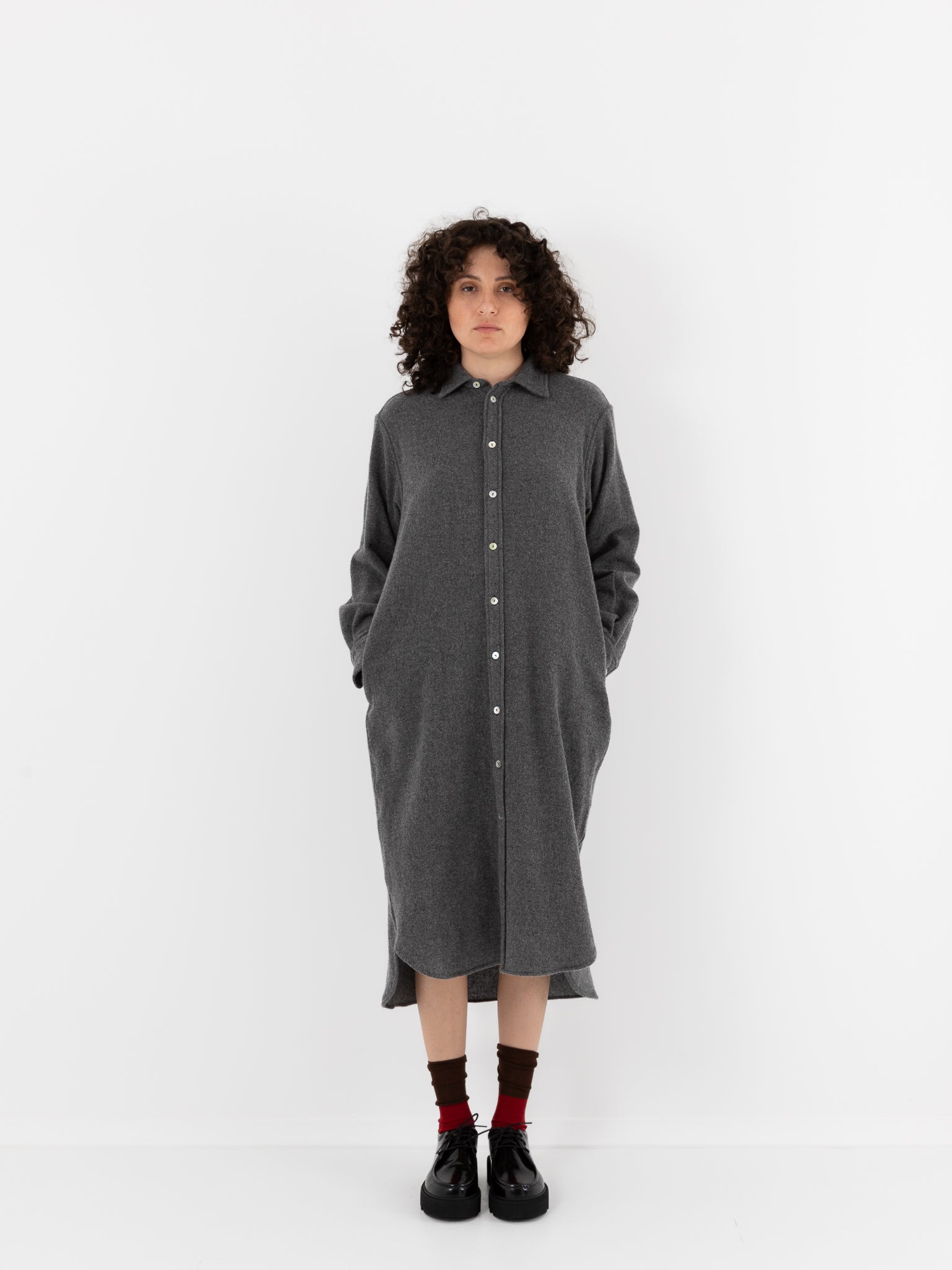 Nitto Camicione Dress in Anthracite - NITTO at Worthwhile - shop DRESS