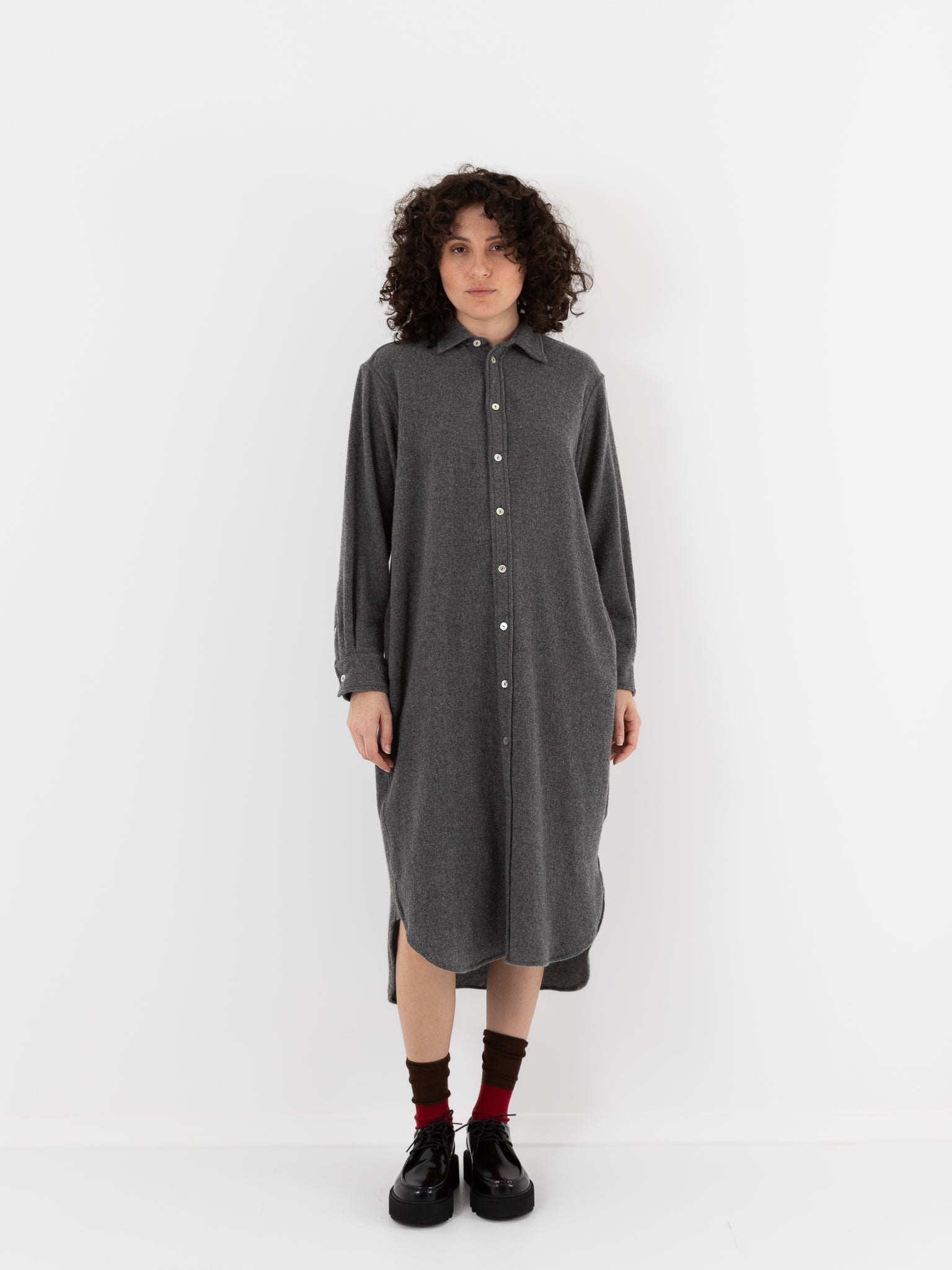 Nitto Camicione Dress in Anthracite - NITTO at Worthwhile - shop DRESS