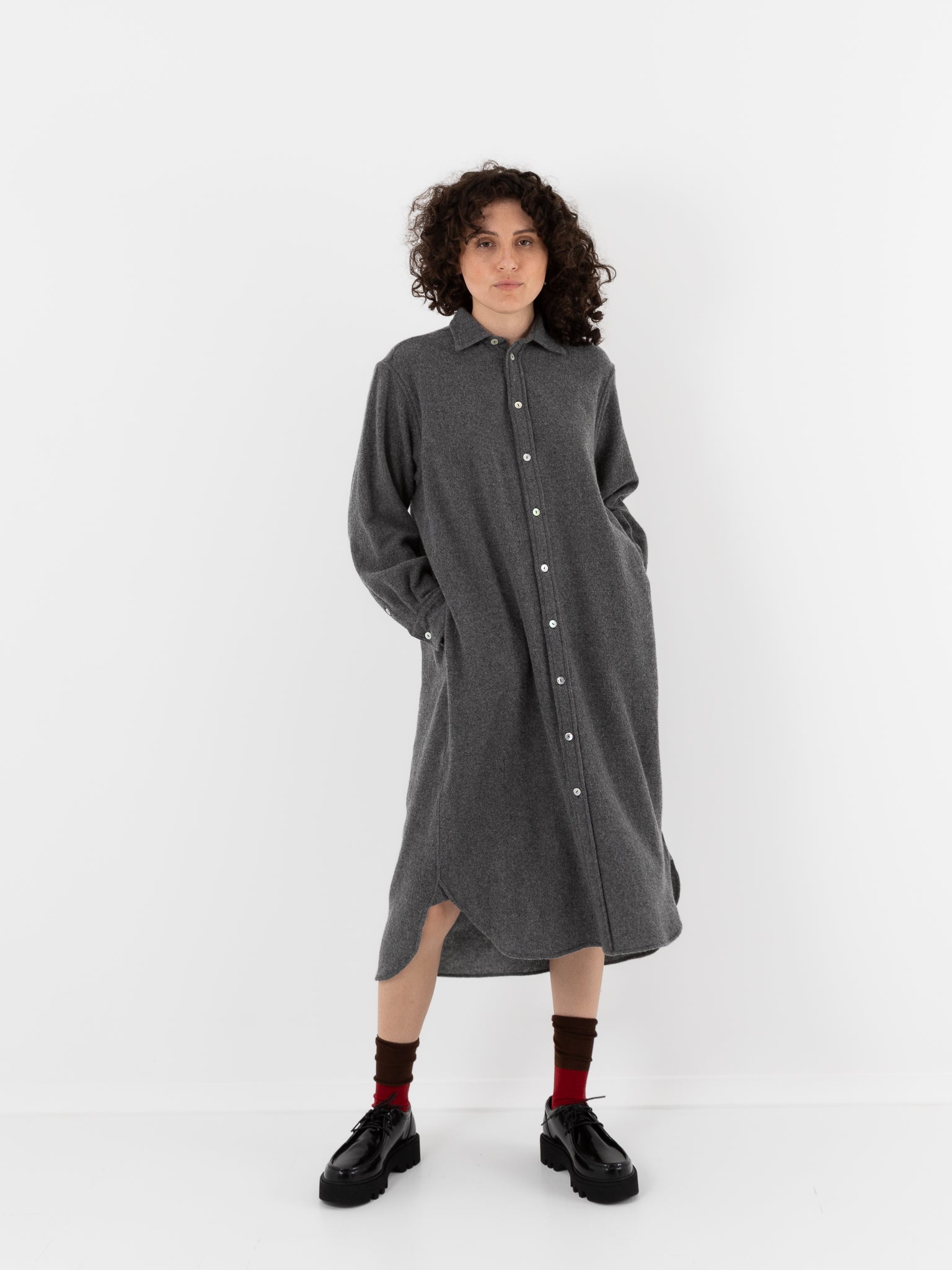Nitto Camicione Dress in Anthracite - NITTO at Worthwhile - shop DRESS