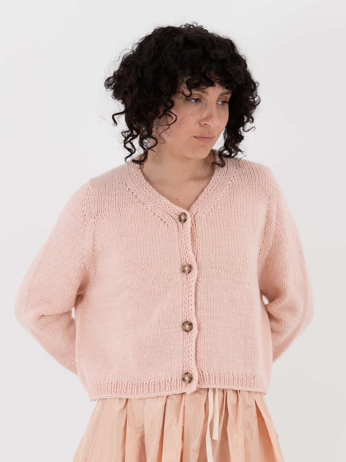 Nitto Nino OSW Cardigan in Baby Pink - NITTO at Worthwhile - shop CARDIGAN