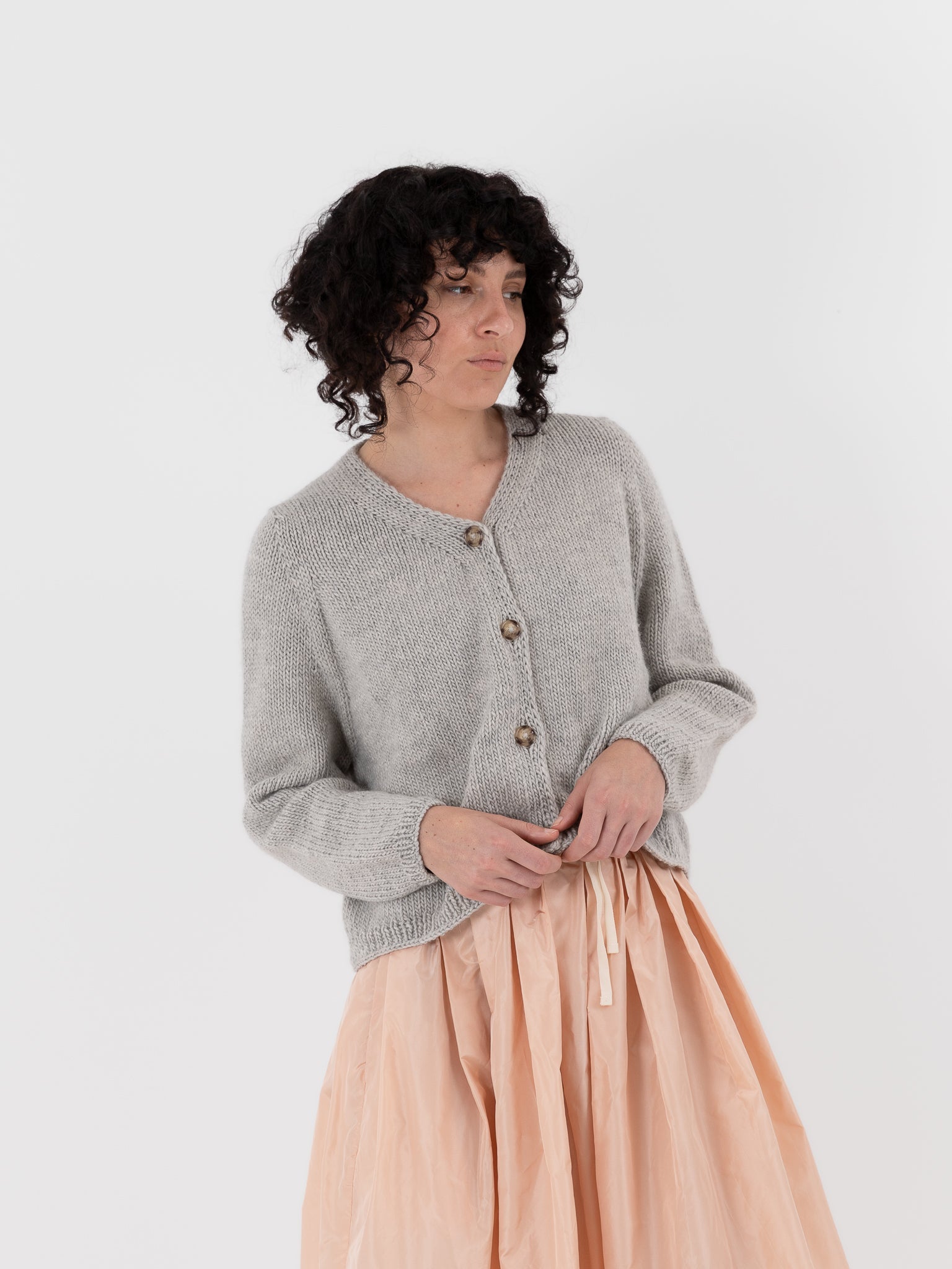 Nitto Nino OSW Cardigan in Light Grey - NITTO at Worthwhile - shop CARDIGAN