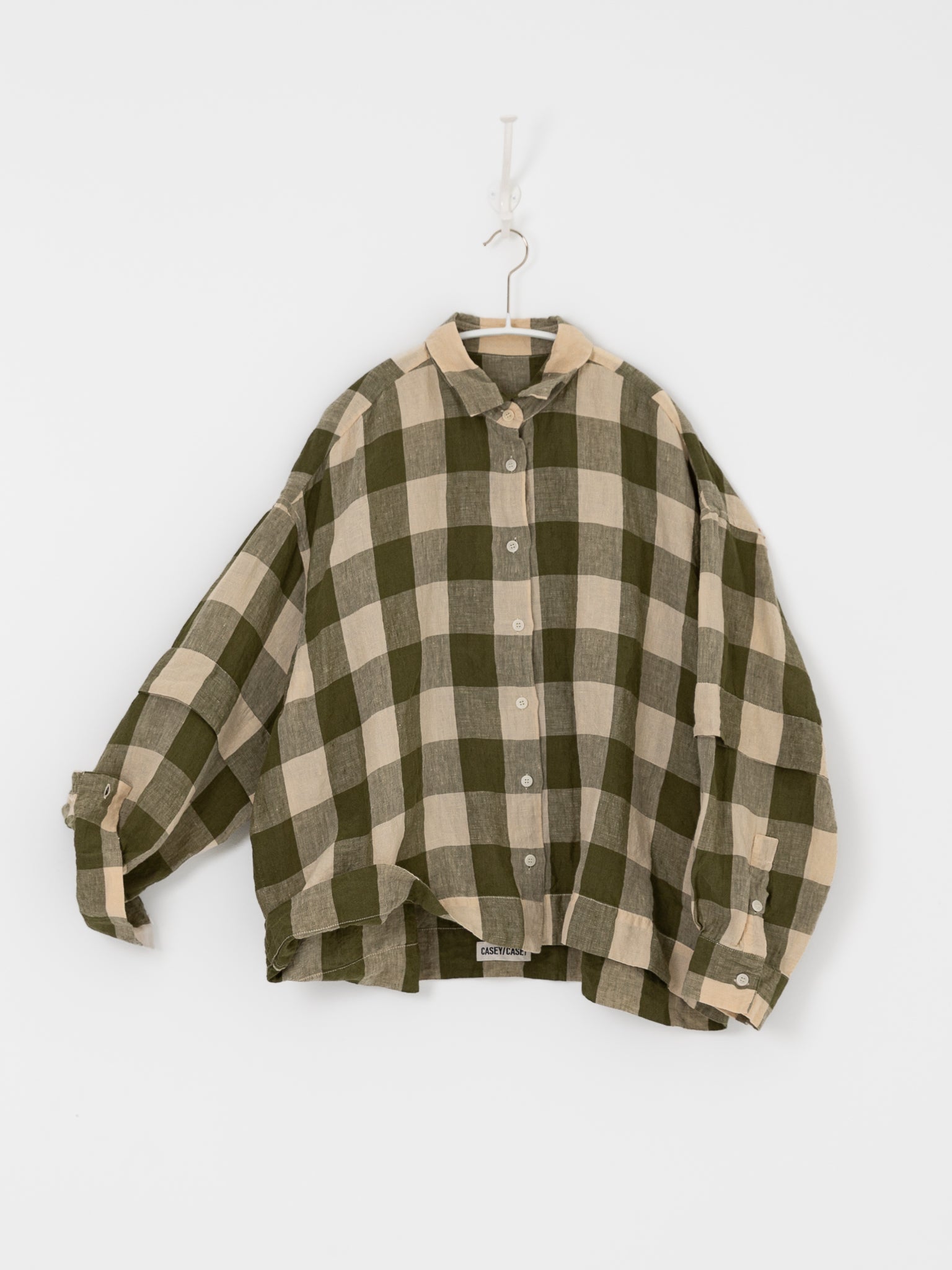 Casey Casey Orsan Short Element Shirt in Green Check - CASEY CASEY ORSAN at Worthwhile - shop TOP