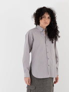 POLYPLOID B.D Shirt B in Gray Stripe - POLYPLOID at Worthwhile - shop TOP