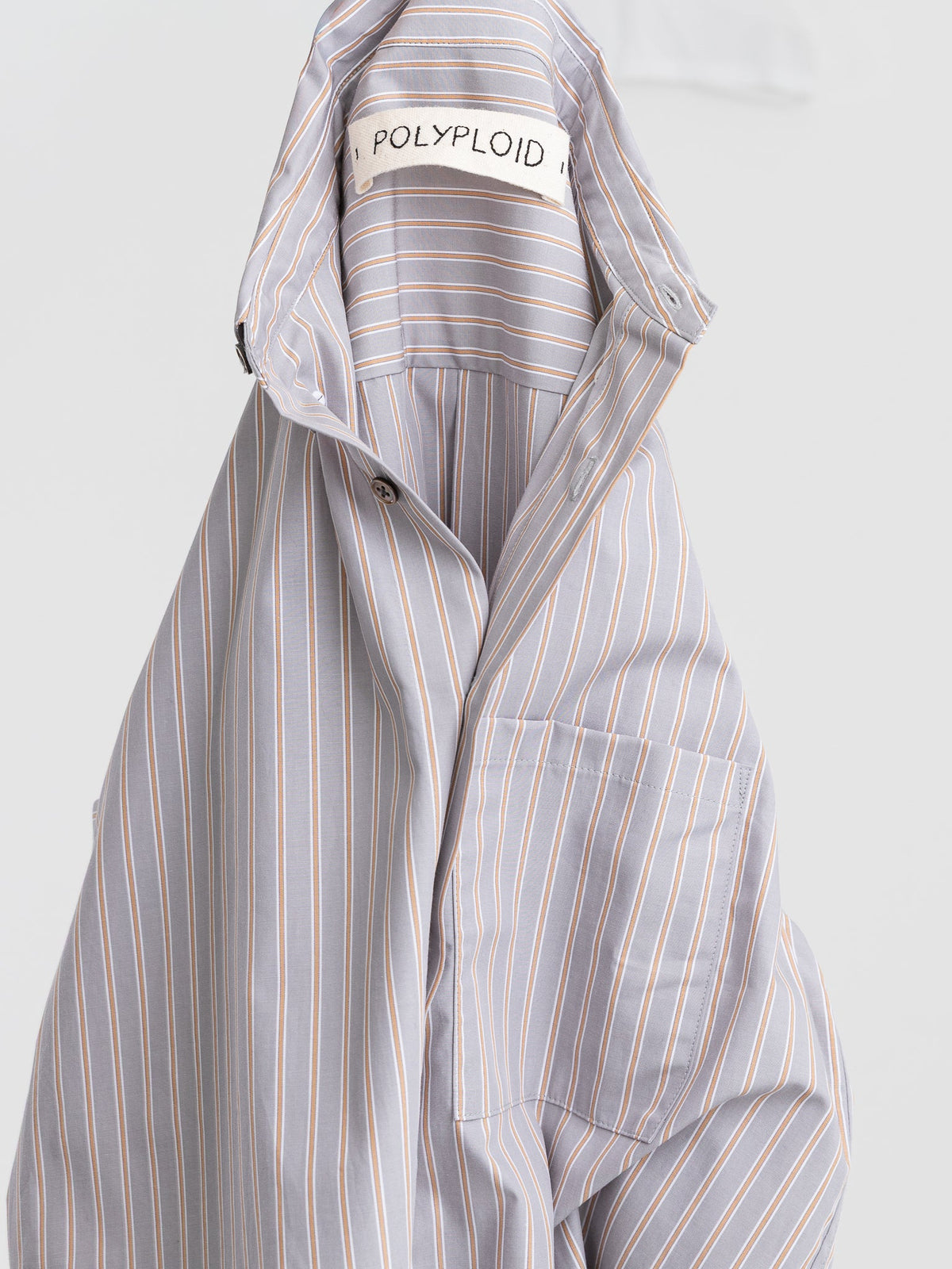 POLYPLOID B.D Shirt B in Gray Stripe - POLYPLOID at Worthwhile - shop TOP
