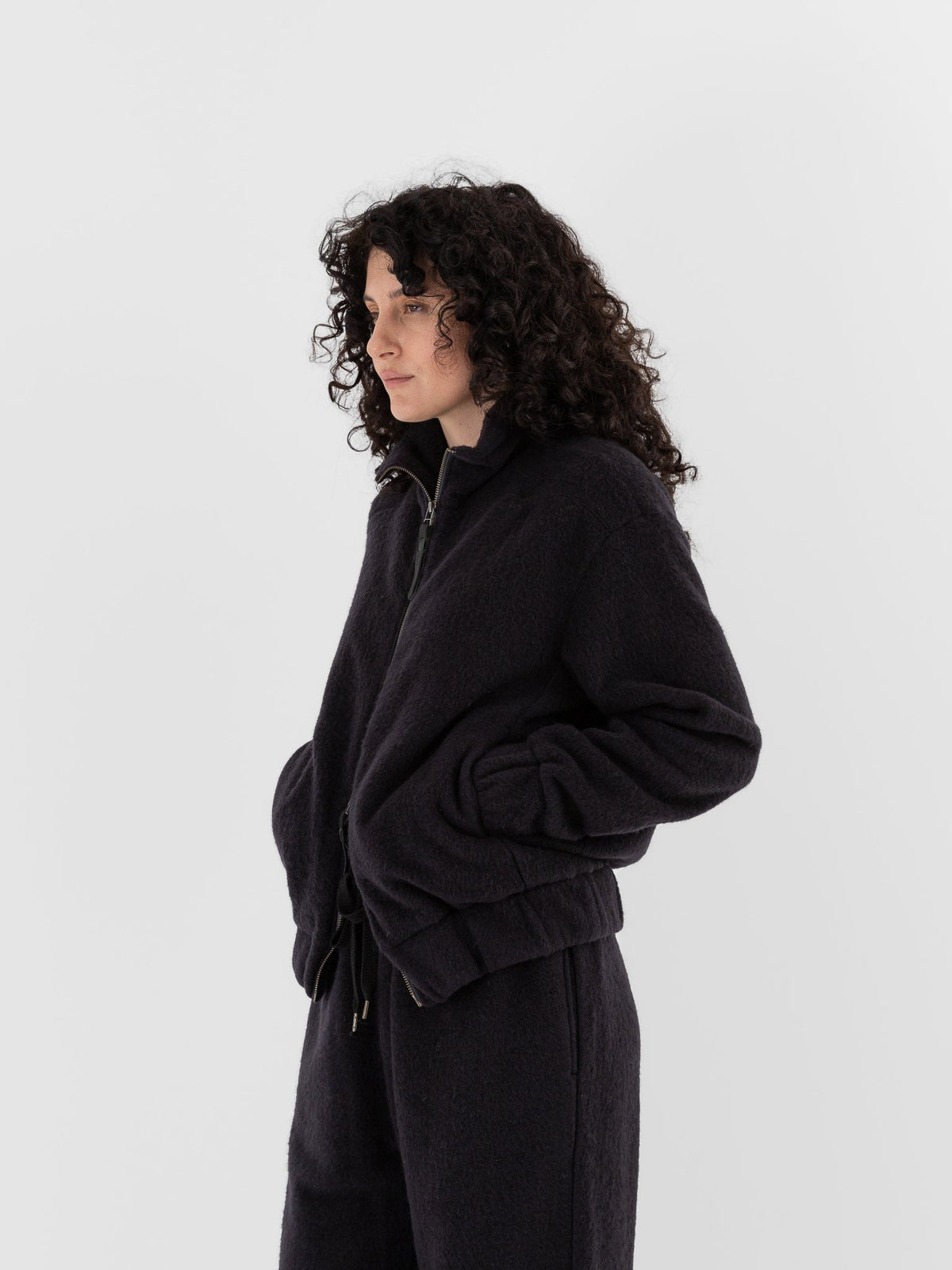 POLYPLOID Highneck Blouson B in Dark Navy - POLYPLOID at Worthwhile - shop TOP