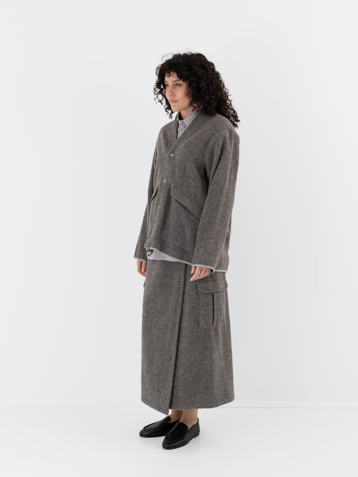 POLYPLOID Snap Button Blouson B in Gray - POLYPLOID at Worthwhile - shop TOP