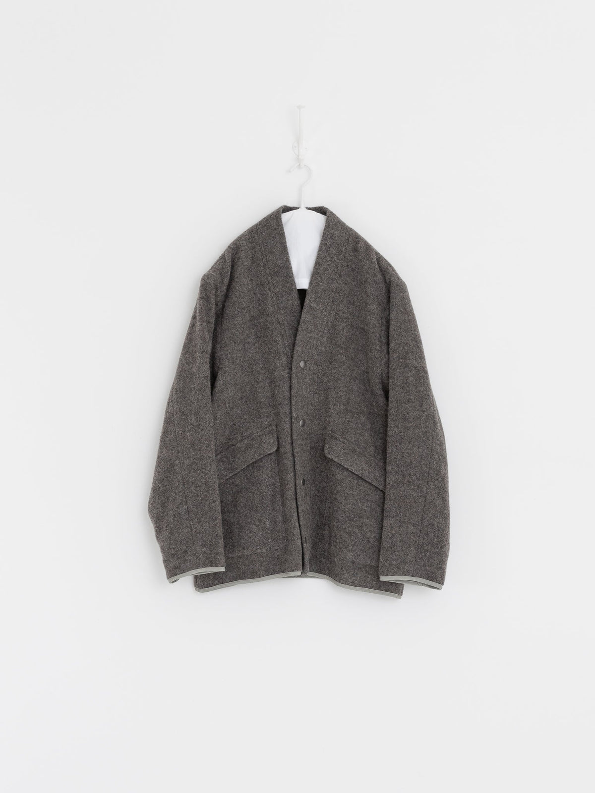 POLYPLOID Snap Button Blouson B in Gray - POLYPLOID at Worthwhile - shop TOP