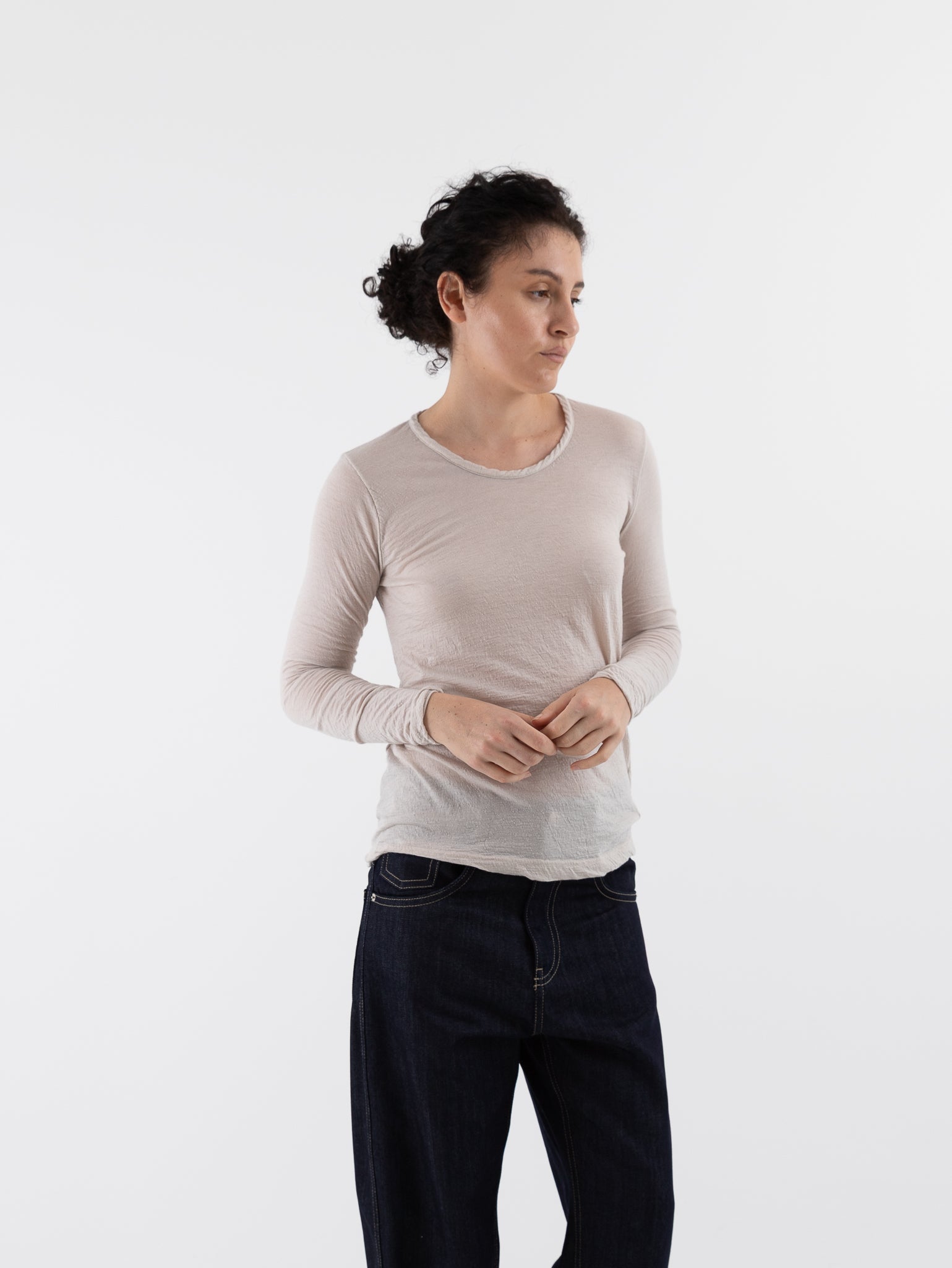 Prïvate 02 04 Cashmere Tee in Latte - PRIVATE 02 04 at Worthwhile - shop TOP