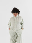 Quitan Round Collar Shirt in Mint Sage - QUITAN at Worthwhile - shop TOP