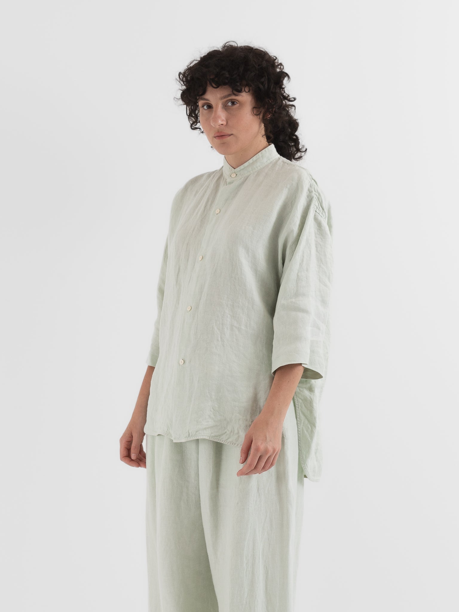 Quitan Round Collar Shirt in Mint Sage - QUITAN at Worthwhile - shop TOP