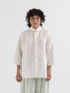 Quitan Round Collar Shirt in Off White - QUITAN at Worthwhile - shop TOP