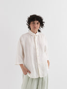 Quitan Round Collar Shirt in Off White - QUITAN at Worthwhile - shop TOP