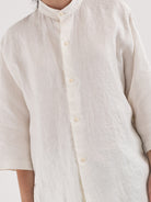 Quitan Round Collar Shirt in Off White - QUITAN at Worthwhile - shop TOP