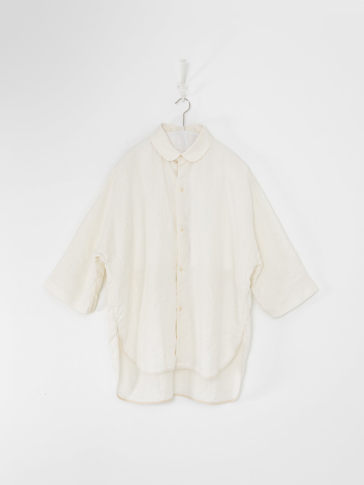 Quitan Round Collar Shirt in Off White - QUITAN at Worthwhile - shop TOP
