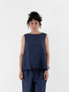 Risa Nakamura Reversible Top Sweet Pea in Blue & Dark Blue - RISA NAKAMURA at Worthwhile - shop TOP