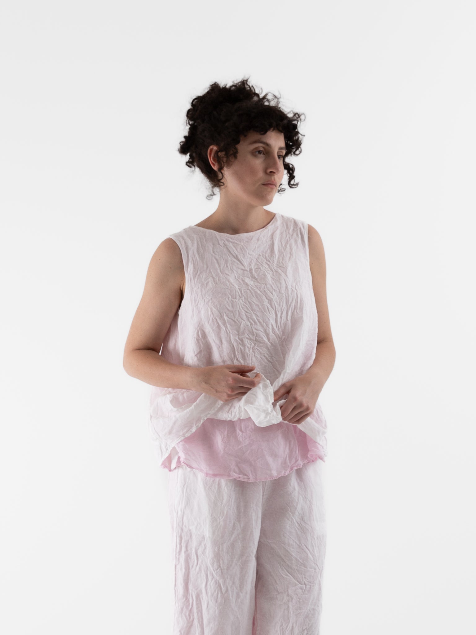 Risa Nakamura Reversible Top Sweet Pea in White & Pink - RISA NAKAMURA at Worthwhile - shop TOP