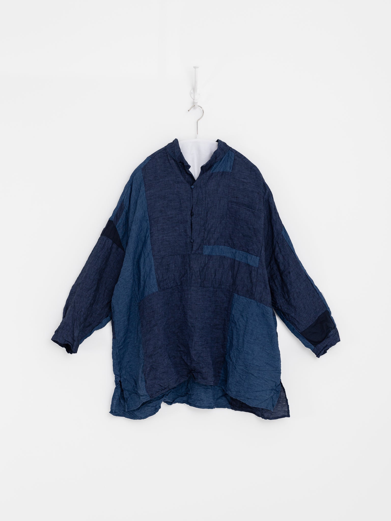 Risa Nakamura Patchwork Shirt Rindou in Blue at Worthwhile