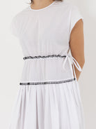 Sara Lanzi Gathered Dress, Optical White - Worthwhile, Inc.