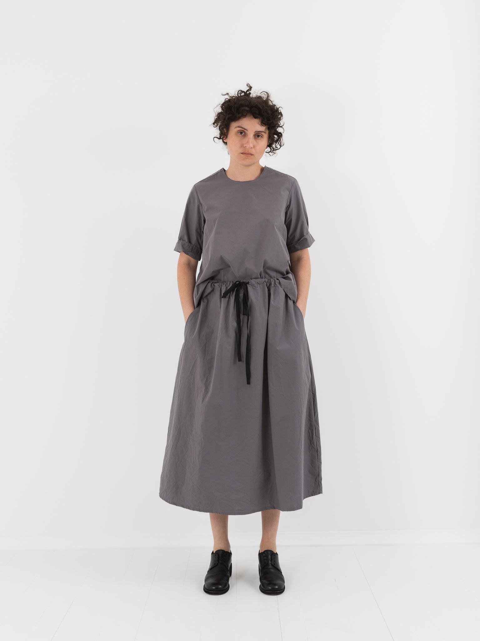 SCHA Skirt with Flowers in Charcoal Grey - SCHA at Worthwhile - shop SKIRT