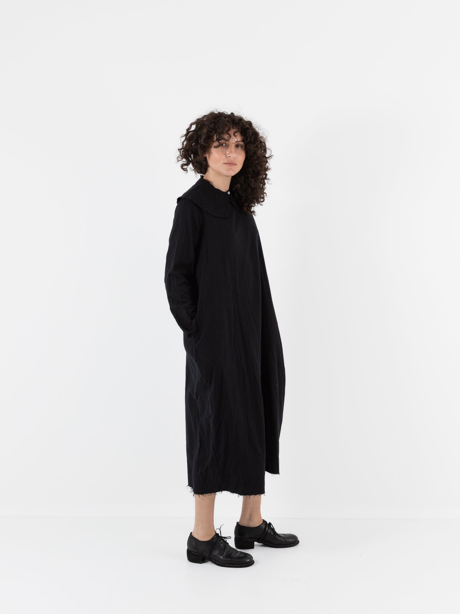 SCHA Dress with Collar in Black - Worthwhile