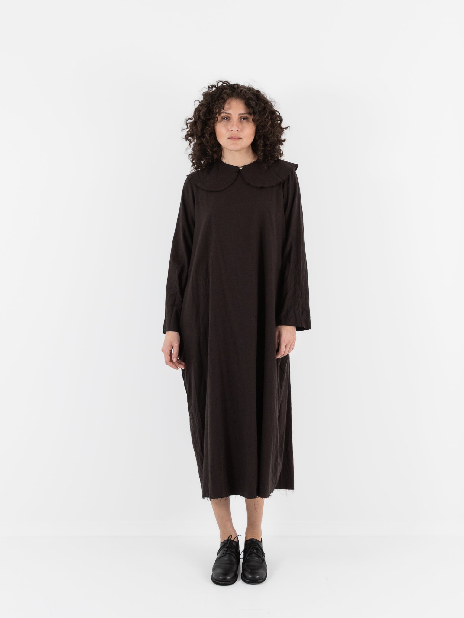 SCHA Dress with Collar in Bitter Chocolate - Worthwhile