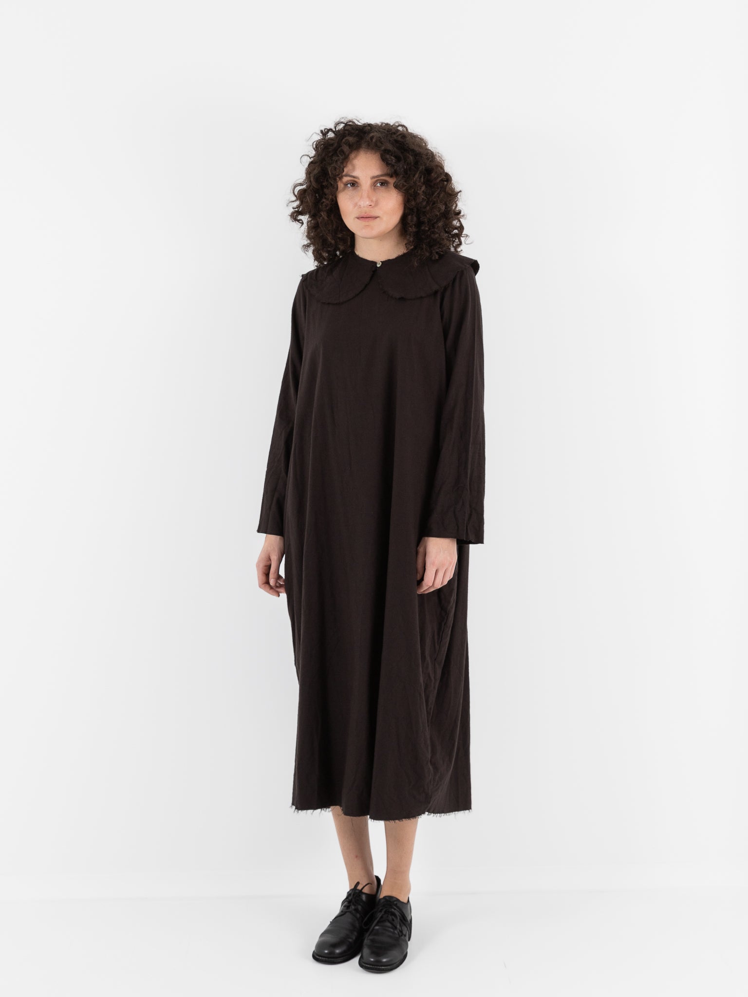 SCHA Dress with Collar in Bitter Chocolate - Worthwhile