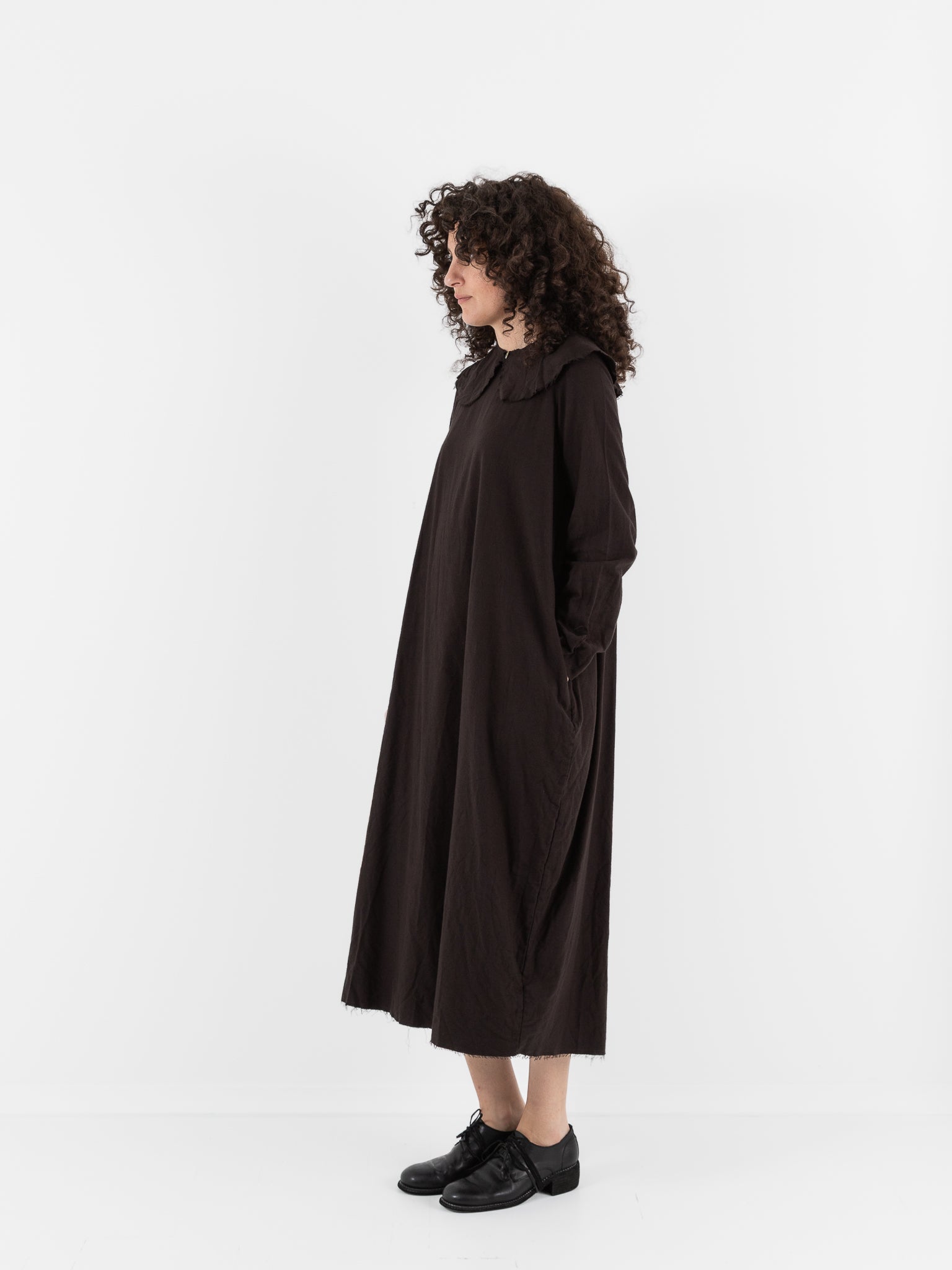 SCHA Dress with Collar in Bitter Chocolate - Worthwhile
