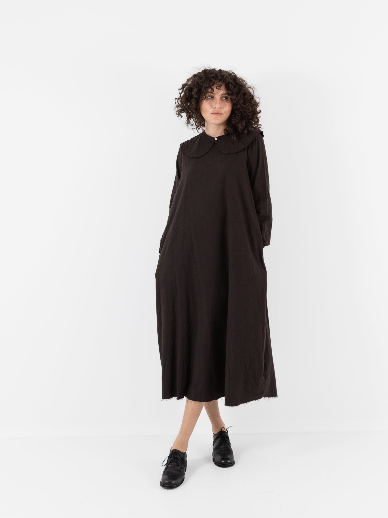 SCHA Dress with Collar in Bitter Chocolate - Worthwhile