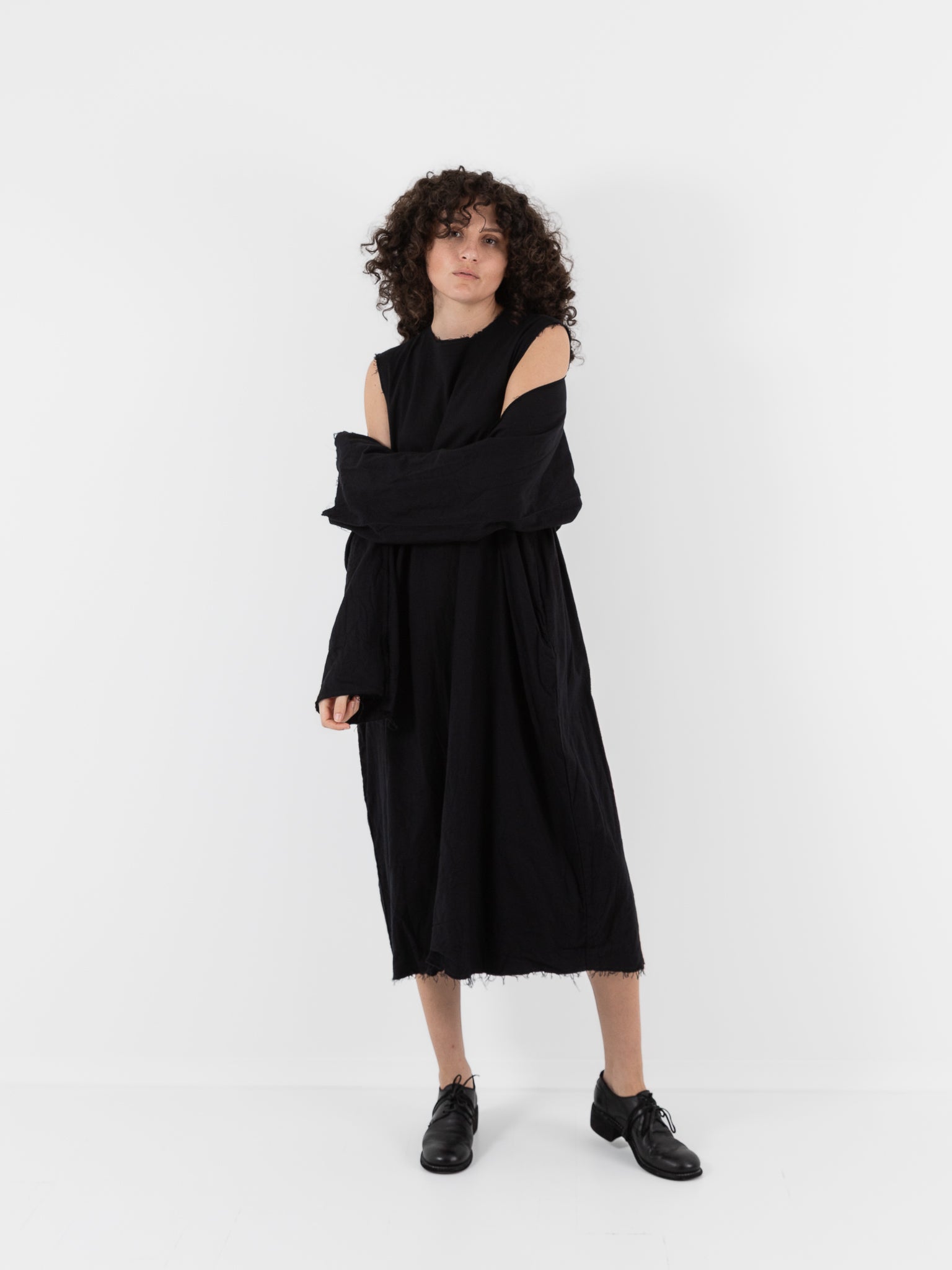 SCHA Dress with Sleeve Scarf in Black - Worthwhile