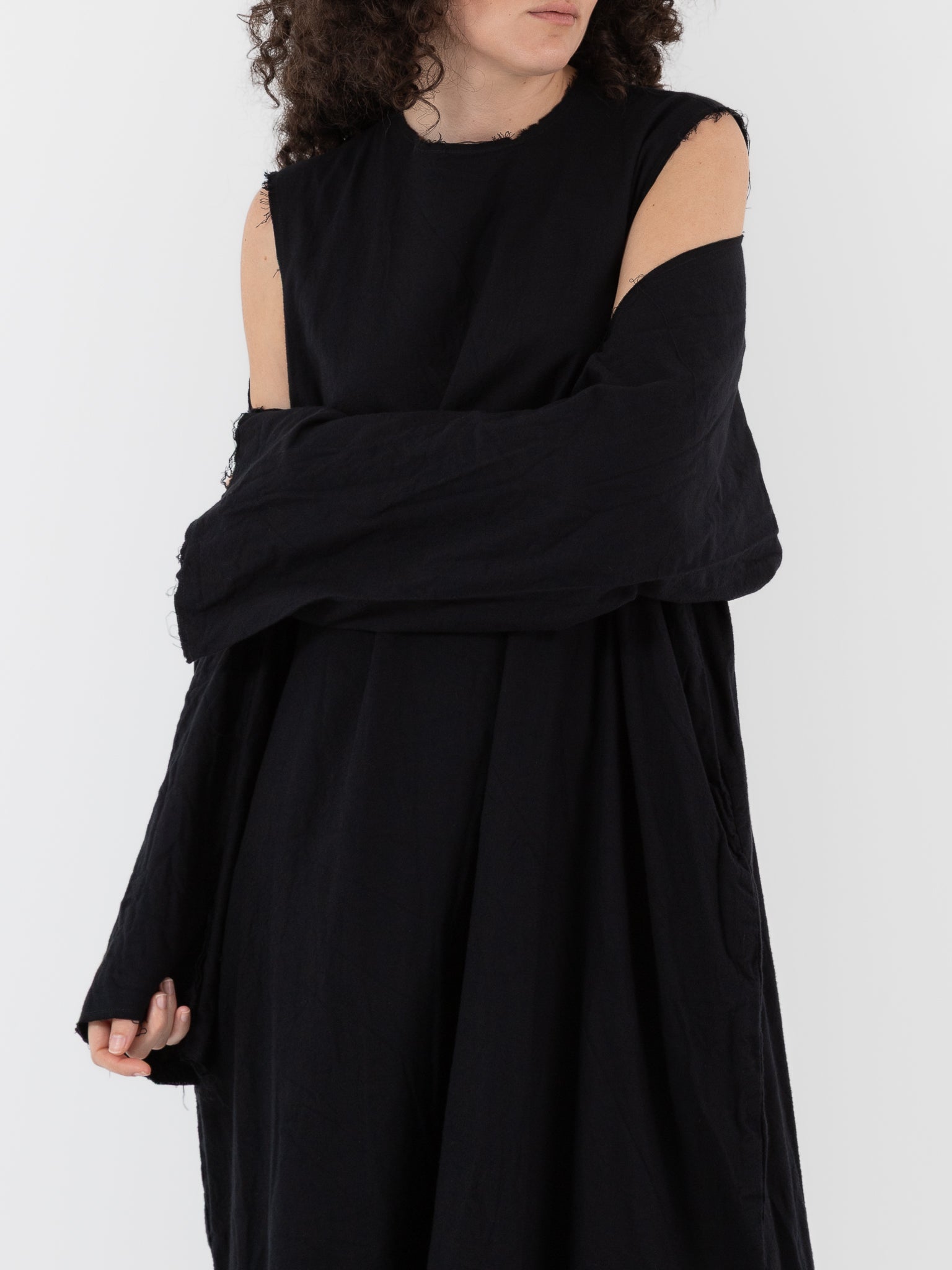 SCHA Dress with Sleeve Scarf in Black - Worthwhile