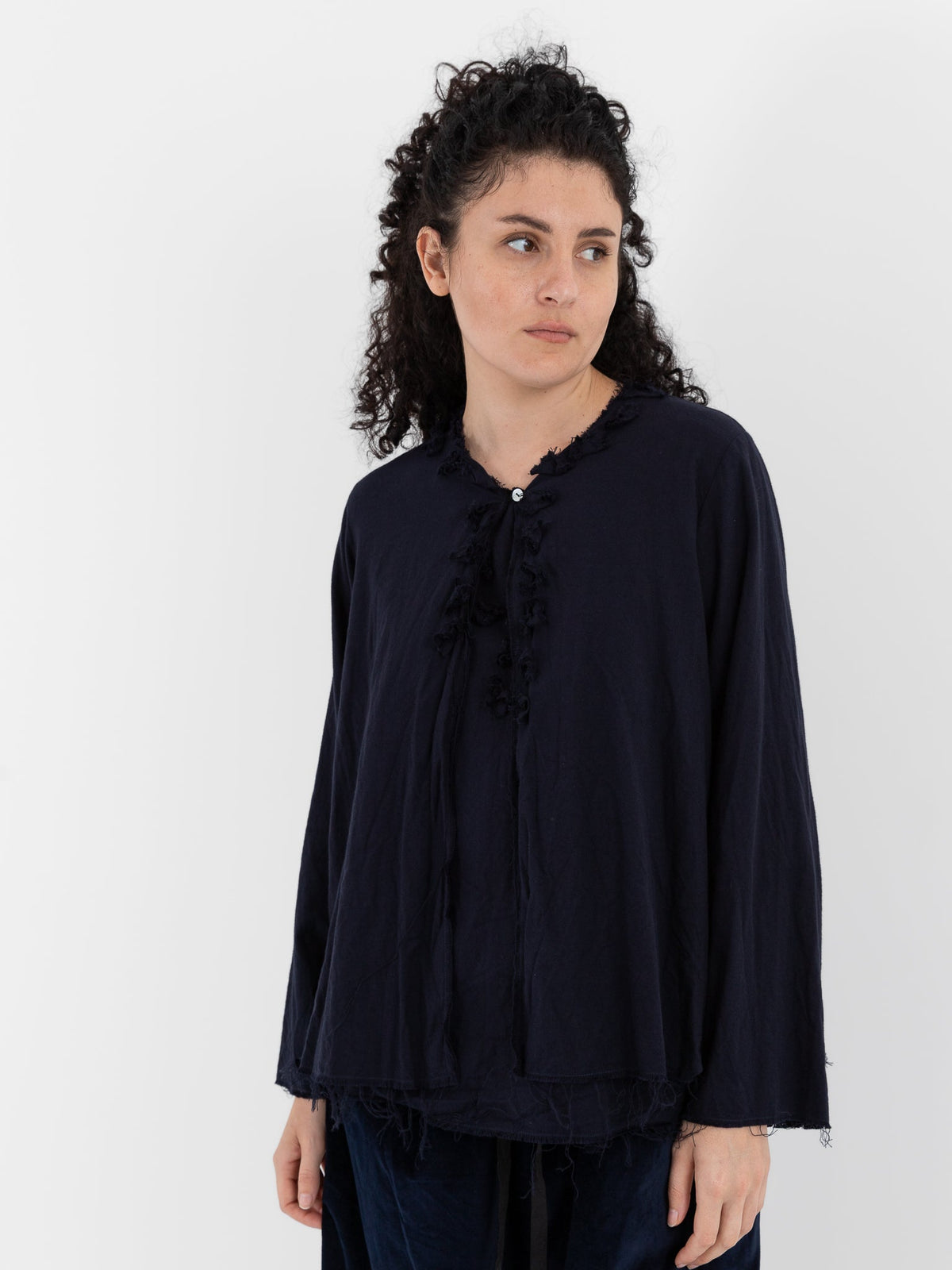 SCHA Open Front Flower Collier Top in Navy - SCHA at Worthwhile - shop TOP