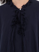 SCHA Open Front Flower Collier Top in Navy - SCHA at Worthwhile - shop TOP
