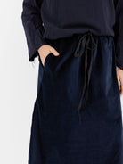 SCHA Twisted Skirt in Navy Velvet - SCHA at Worthwhile - shop SKIRT