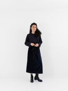 SCHA Twisted Skirt in Navy Velvet - SCHA at Worthwhile - shop SKIRT
