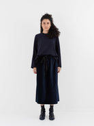 SCHA Twisted Skirt in Navy Velvet - SCHA at Worthwhile - shop SKIRT