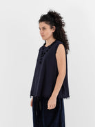 SCHA V-Back Flower Collier Top in Navy - SCHA at Worthwhile - shop TOP