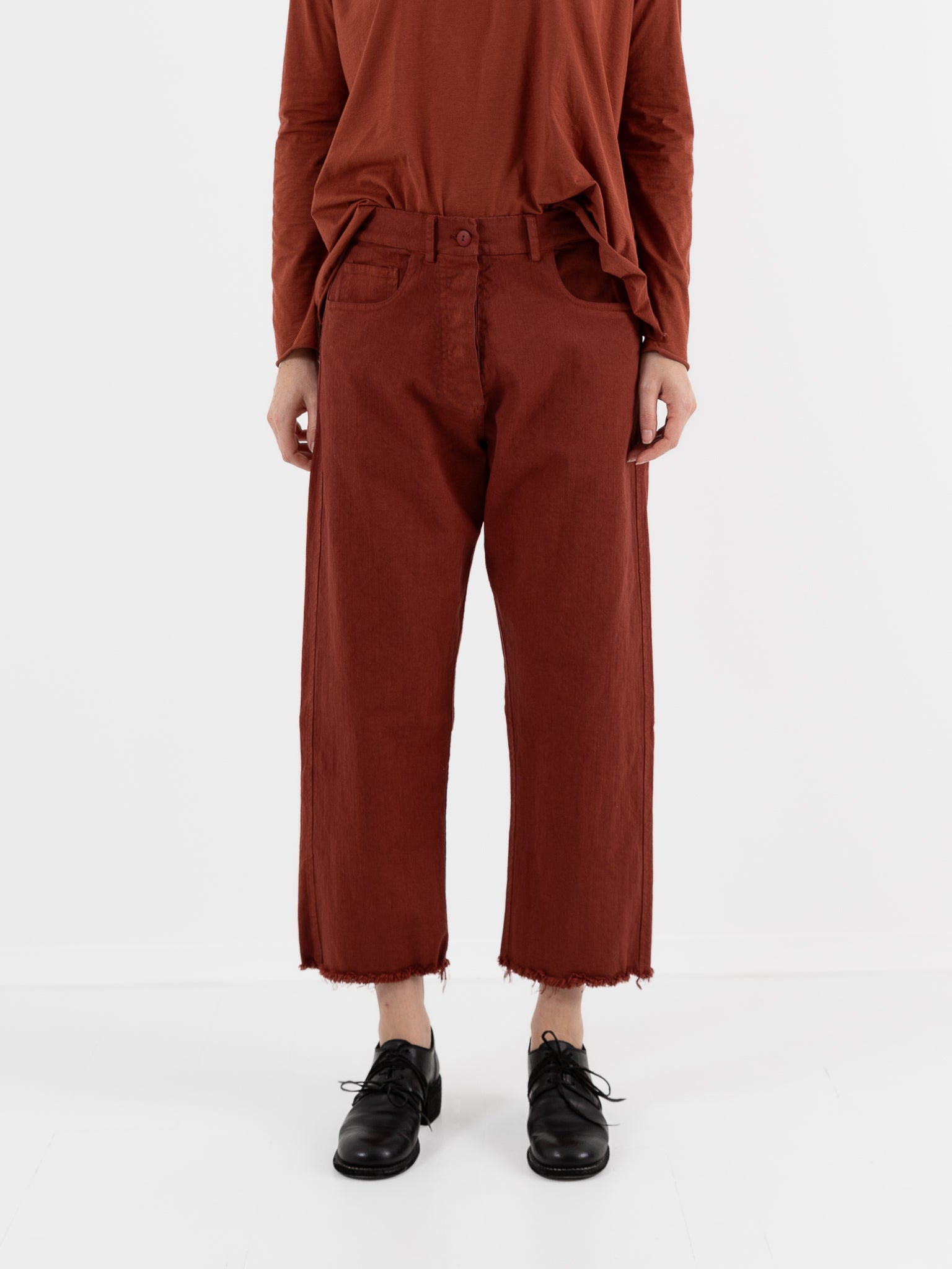 Serienumerica 5 Pocket Pant in Amaranto - SERIE NUMERICA at Worthwhile