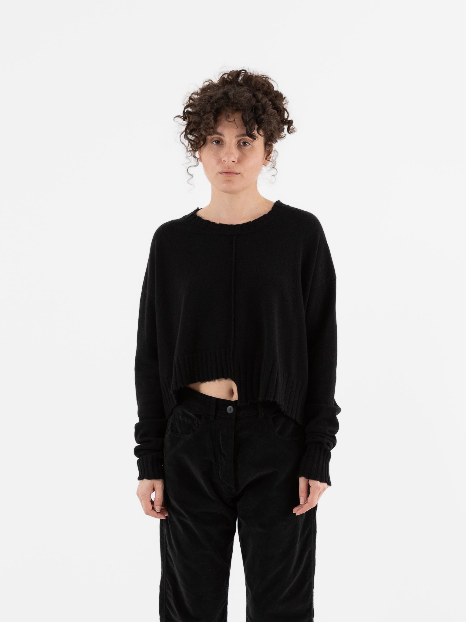 Serienumerica Cropped Sweater in Black - SERIE NUMERICA at Worthwhile - shop SWEATER