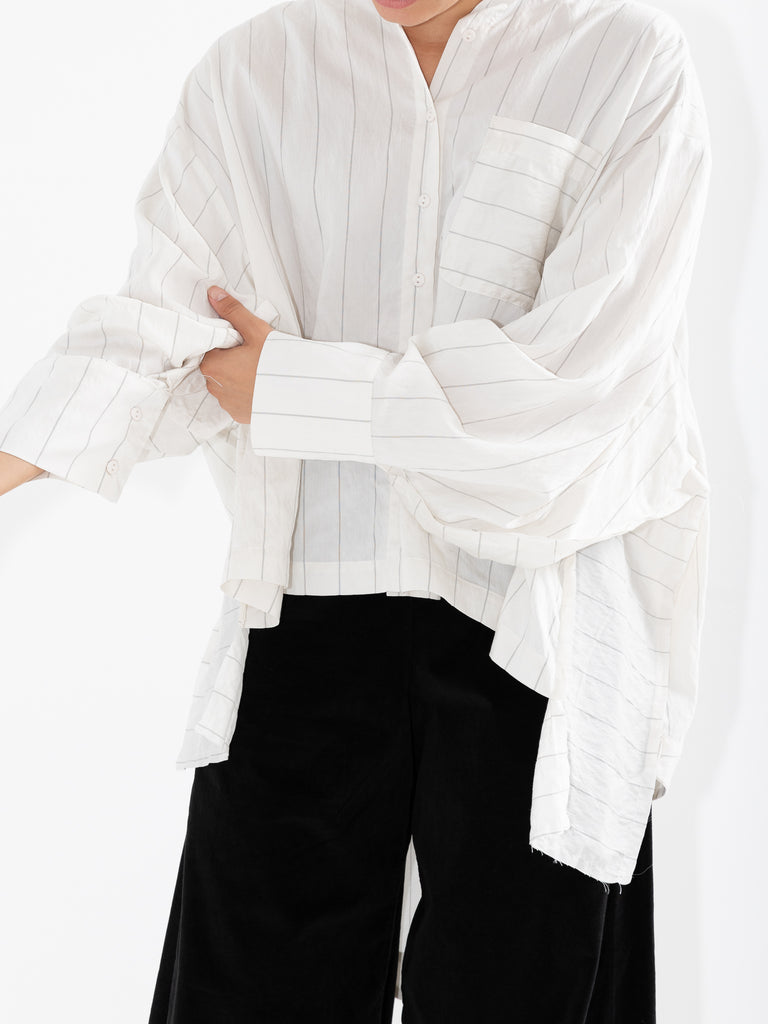 Serie Numerica Oversized Shirt, White Stripe - Worthwhile