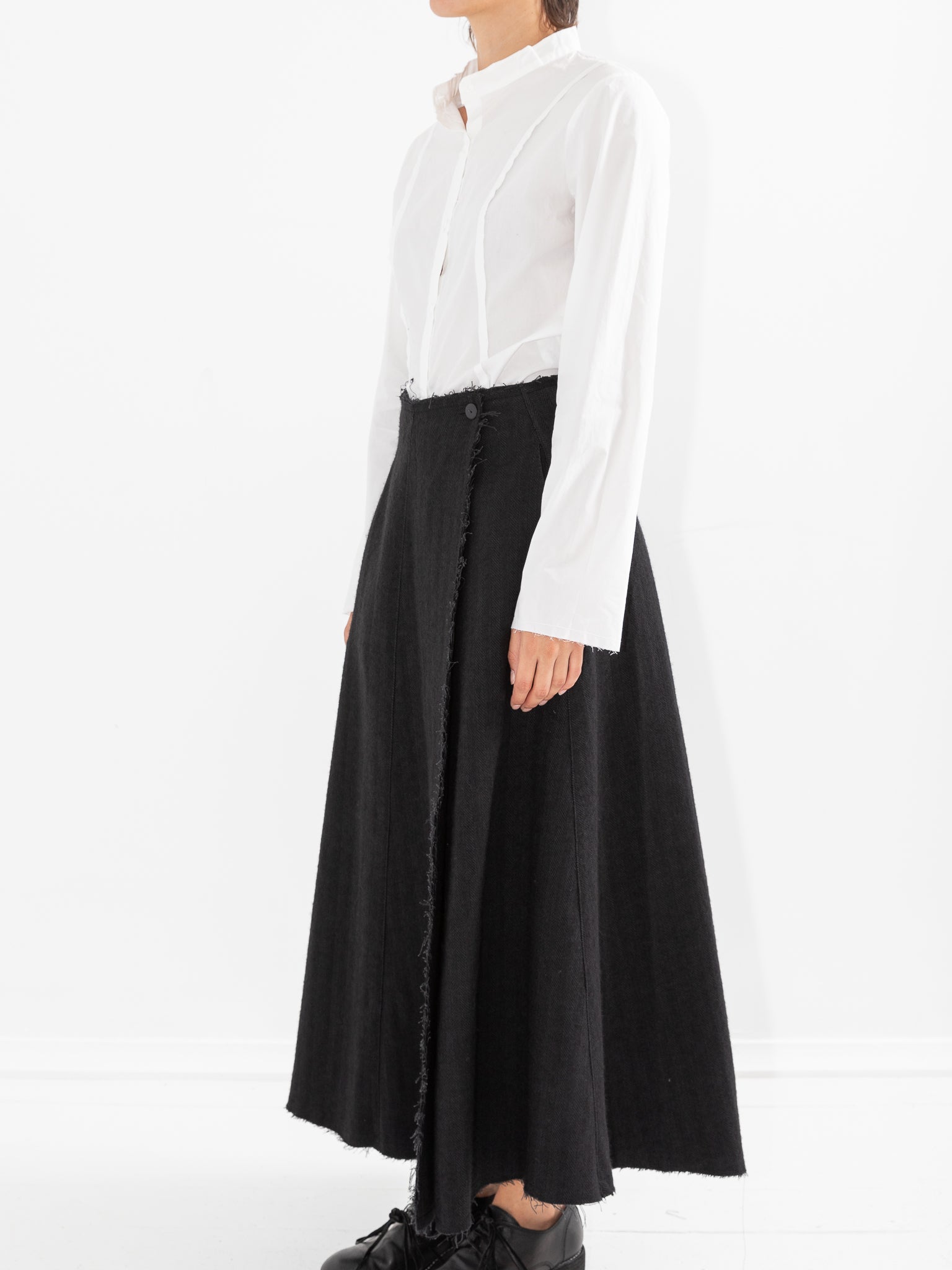 Serie Numerica Doubled Wool Skirt, Black - Worthwhile