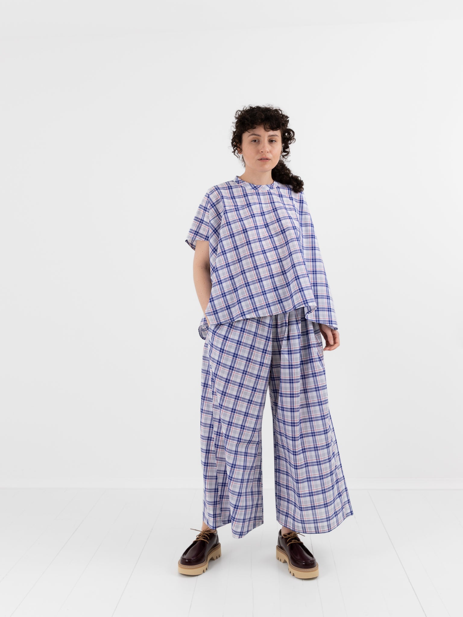 Sofie D'Hoore Basker Shirt in Royal Check - SOFIE D'HOORE at Worthwhile - shop TOP