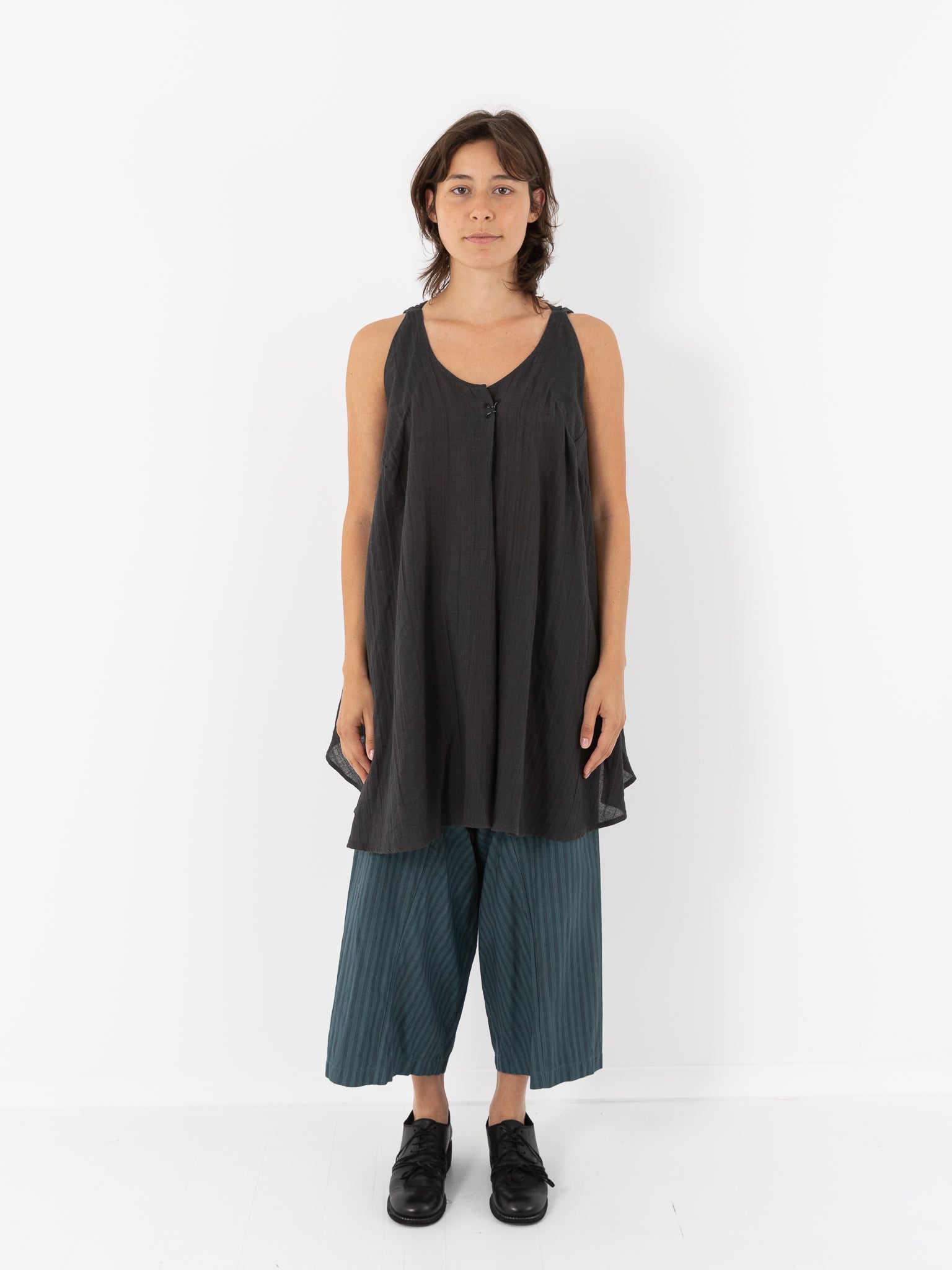 Atelier Suppan Back Crossed Top, Dark - Worthwhile