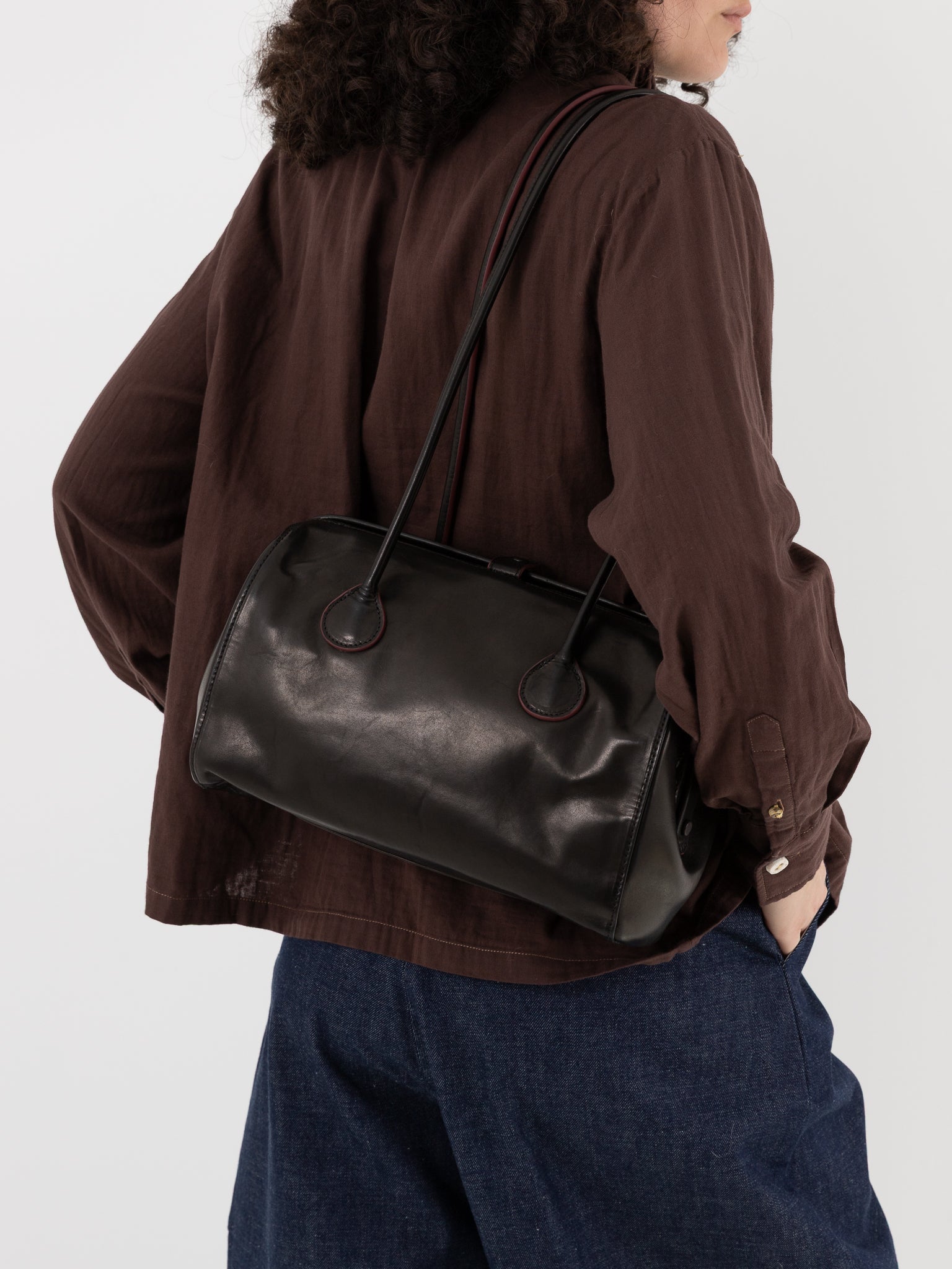 The Backward Vendor Tanker Shoulder Bag in Black - THE BACKWARD VENDOR at Worthwhile - shop BAG