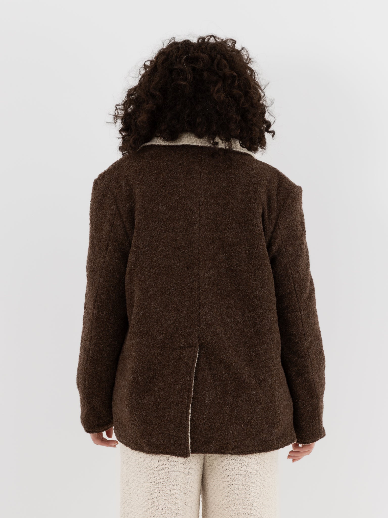 The Backward Vendor Double Jacket in Brown & White - THE BACKWARD VENDOR at Worthwhile - shop JACKET
