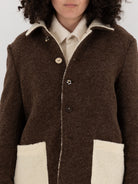 The Backward Vendor Double Jacket in Brown & White - THE BACKWARD VENDOR at Worthwhile - shop JACKET