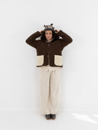 The Backward Vendor Double Jacket in Brown & White - THE BACKWARD VENDOR at Worthwhile - shop JACKET